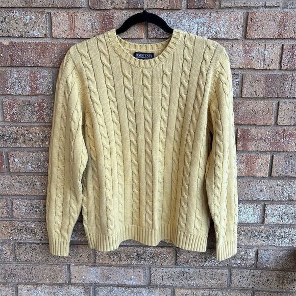 Lands' End Women's Cable Knit Sweater Yellow Pullover Size S 6-8 - Picture 1 of 4